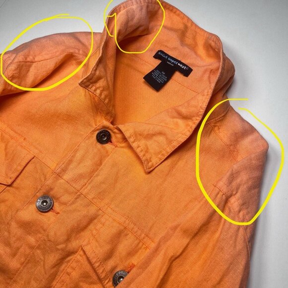 Saint Tropez West Jacket Women’s Size 3X Orange Linen Button Front *Color Fading - Picture 8 of 8